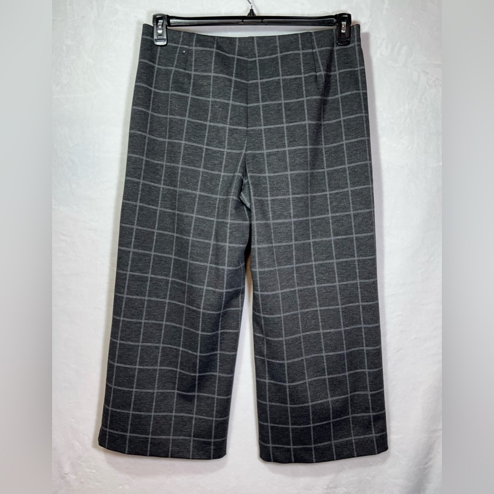 Nicole Miller Gray Plaid Trousers Women’s Size XL Cropped Elastic Waist - Picture 8 of 9